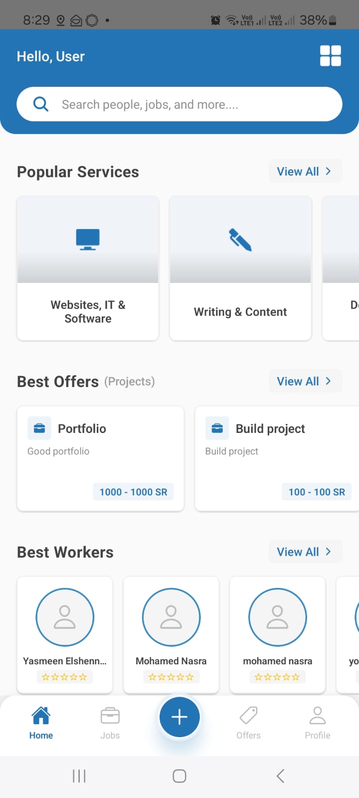 Jinh — a freelance marketplace, web to mobile mobile app